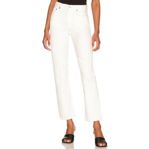 NWT AGOLDE Mia Jeans In White Denim, Mid-rise Straight